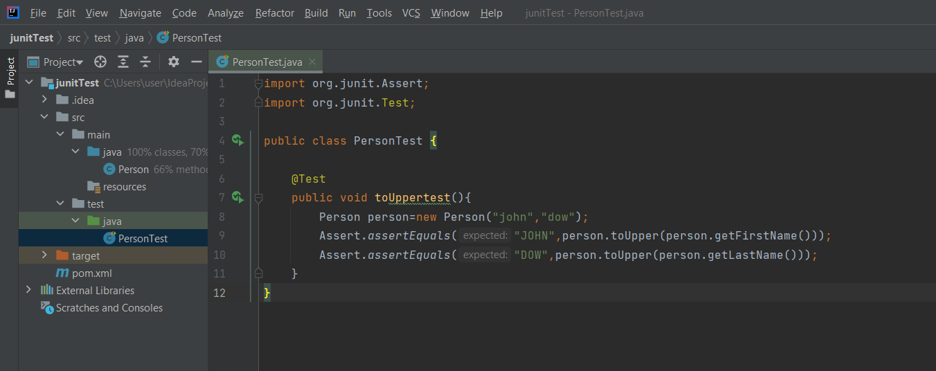 How to create Test cases in Java IntelliJ